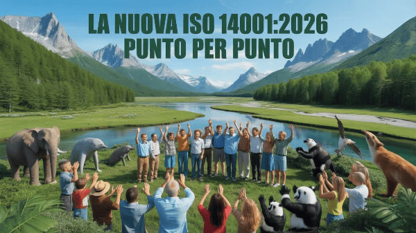 Un gruppo di animali si stringe attorno a un gruppo di persone all'interno di un paesaggio naturale