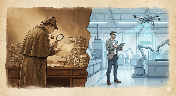 Un auditor in stile Sherlock Holmes contrapposto a uno più moderno
