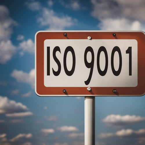 Cartello con sopra scritto ISO 9001