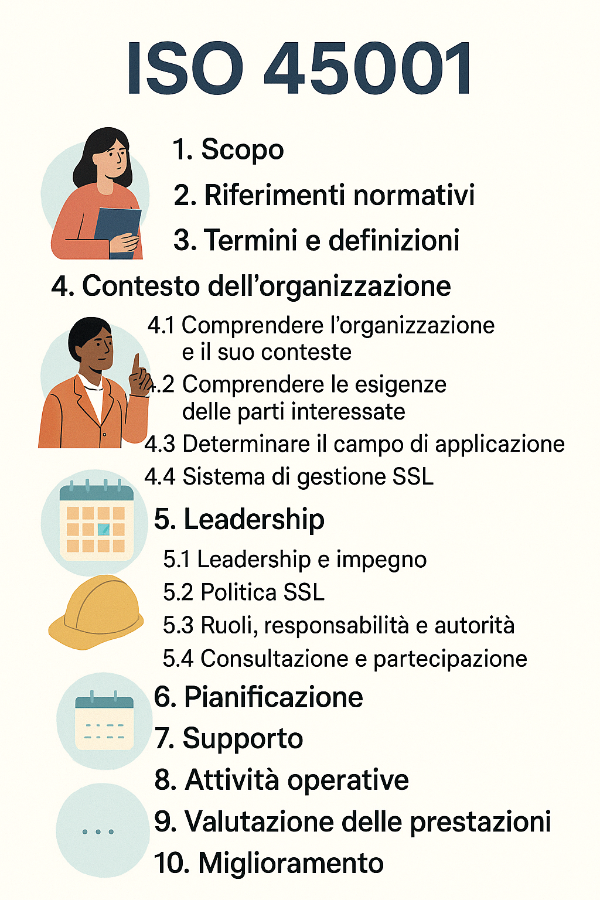 la gerarchia dei capitoli della ISO 45001