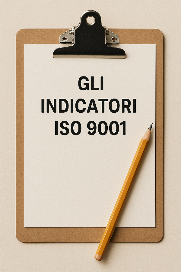 Una clipboard con sopra scritto Gli indicatori ISO 9001