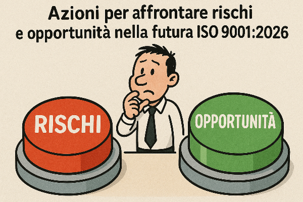 Un uomo davanti alla scelta di due pulsanti da schiacciare: rischi e opportunità