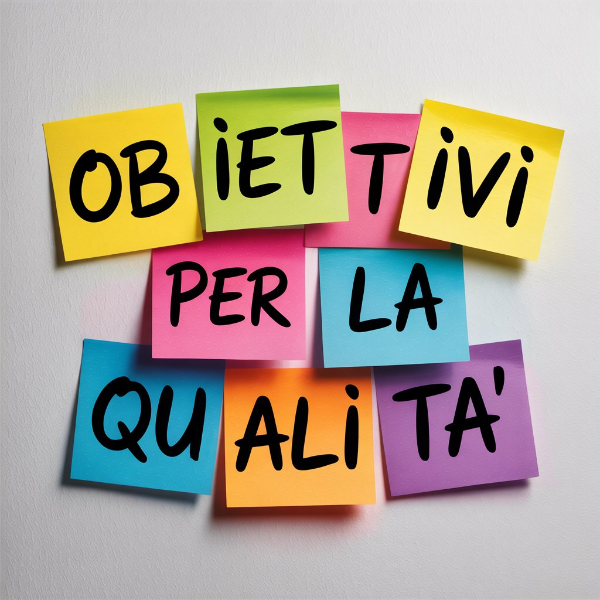 Obiettivi per la qualità - Post-it colorati con la scritta